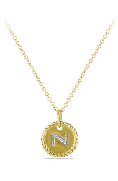 David Yurman Cable Collectibles Initial Pendant With Diamonds In N