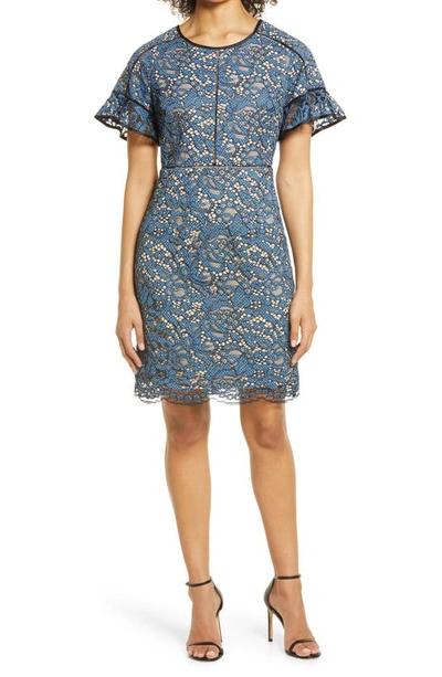Shani Lace Sheath Dress In Blue