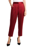 Vince Camuto Women's Slim Leg Front Pleat Soft Satin Pants In Deep Red