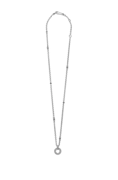 Lagos Sterling Silver Caviar Spark Diamond Pendant Necklace, 18 In Diamond/ Silver