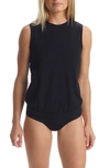 Commando Essential Cotton Muscle Thong Bodysuit In Black
