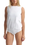 Commando Essential Cotton Muscle Thong Bodysuit In White