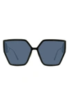 Dior Oversized Geometric Injection Plastic Sunglasses In Black And Gold/blue