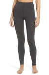 Nordstrom Fleece Lined Footless Tights In Charcoal