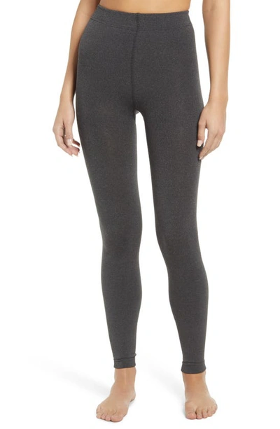 Nordstrom Fleece Lined Footless Tights In Charcoal