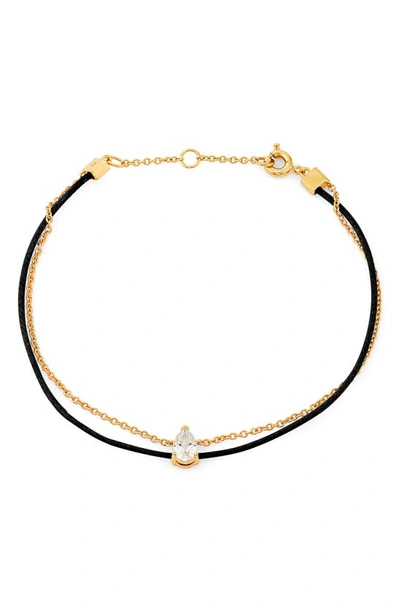 Ajoa Cubic Zirconia Layered Bracelet In Gold/ Black