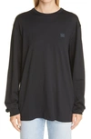 Acne Studios Eisen Face Patch Organic Cotton T-shirt In Black