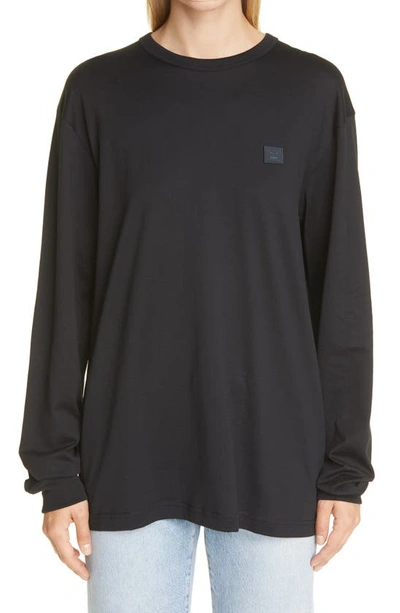 Acne Studios Face棉质上衣 In Black