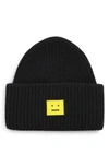 ACNE STUDIOS PANSY FACE PATCH RIB WOOL BEANIE,C40158-