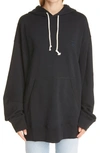 Acne Studios Fonbar Face Patch Oversize Organic Cotton Hoodie In Black