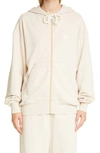 Acne Studios Fiah Face Patch Organic Cotton Zip Hoodie In Oatmeal Melange