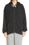 Acne Studios Fiah Face Patch Organic Cotton Zip Hoodie In Black