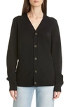 Acne Studios Keve Face Patch Wool Cardigan In Black