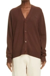 Acne Studios Keve Face Patch Wool Cardigan In Dark Brown