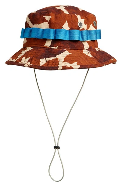 Acne Studios Womens Brown Brommo Leaf-print Canvas Bucket Hat