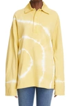 Acne Studios Epola Tie Dye Oversize Long Sleeve Polo In Mustard Yellow