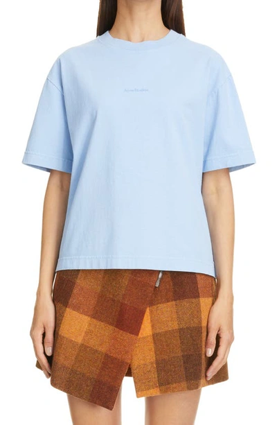 Acne Studios Logo Graphic Cotton Tee In Sky Blue