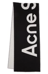 Acne Studios Toronty Logo Wool Blend Scarf In Black/ White