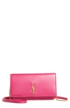 Saint Laurent Monogram Phone Shoulder Bag In Fuxia Couture