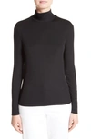 St John Caviar Collection Fine Jersey Turtleneck Top In Black