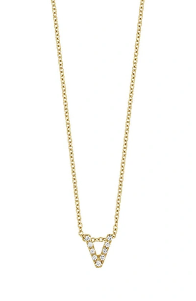 Bony Levy 18k Gold Pavé Diamond Initial Pendant Necklace In Yellow Gold - V