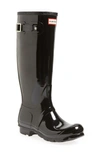 Hunter Original High Gloss Waterproof Boot In Dark Olive