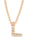 Bony Levy 18k Gold Pavé Diamond Initial Pendant Necklace In Rose Gold - L