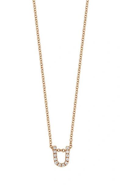 Bony Levy 18k Gold Pavé Diamond Initial Pendant Necklace In Rose Gold - U
