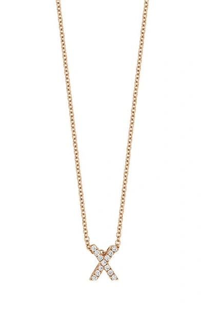 Bony Levy 18k Gold Pavé Diamond Initial Pendant Necklace In Rose Gold - X