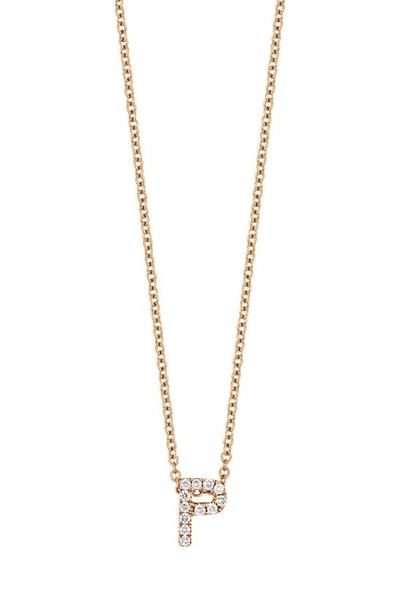 Bony Levy 18k Gold Pavé Diamond Initial Pendant Necklace In Rose Gold - P
