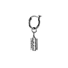 True Rocks Gun Metal Grey Sterling Silver Mini Razor Blade Charm On Hoop In On