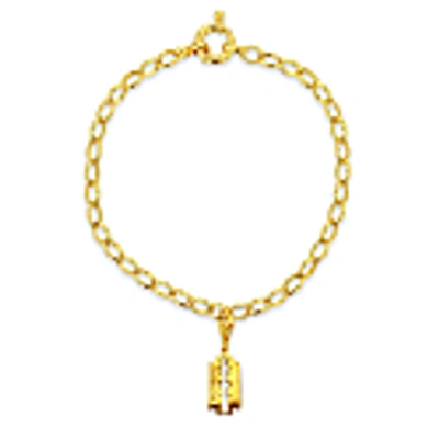 True Rocks 18kt Gold Plated Belcher Bracelet With Mini Razor Blade Charm