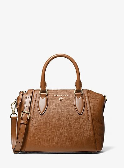 Michael Kors Sienna Medium Pebbled Leather Satchel In Brown