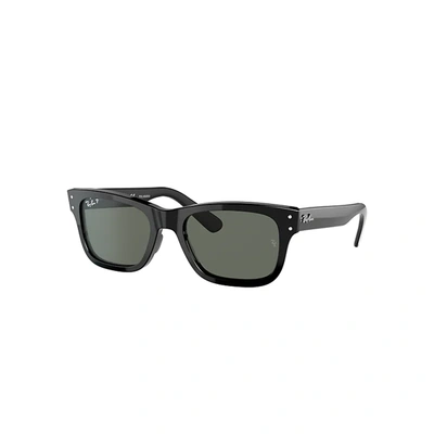 Ray Ban Burbank Sunglasses Black Frame Green Lenses Polarized 52-20