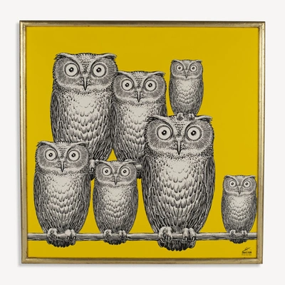 Fornasetti Riunione Di Civette Decorative Panel In Multi