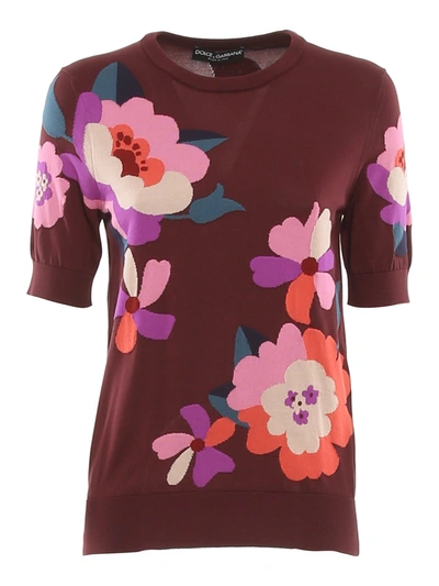 Dolce & Gabbana Multicoloured Floral Patch Jumper In Brown