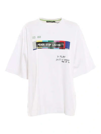 Dolce & Gabbana Jersey T-shirt With Multi-colored Glitch Print In Multicolor