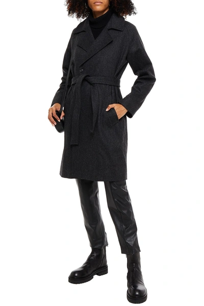 Apc Belted Wool-blend Coat In Charcoal