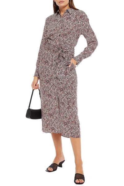 Equipment Jarvisse Belted Leopard-print Washed-silk Midi Dress In Red