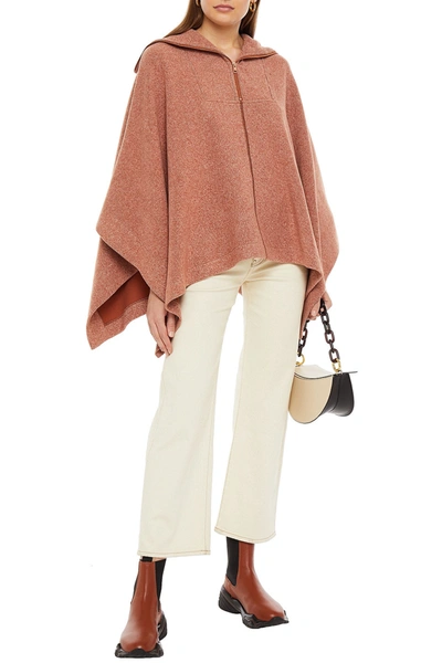 See By Chloé Ribbed Cotton-blend Cape In Brown