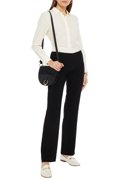 See By Chloé Two-tone Crepe Straight-leg Trousers In Black