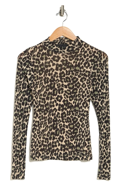 Nicole Miller Leopard Print Mesh Top In Cheetah