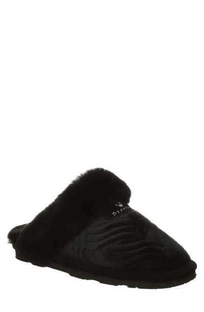 Bearpaw Effie Genuine Sheepskin Fur Lined Slipper In Black Velvet