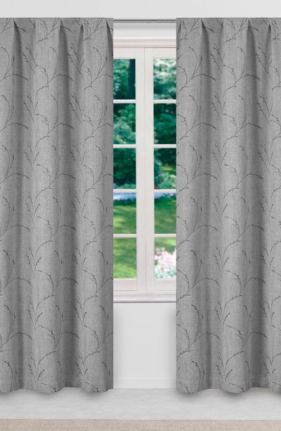 Duck River Textile Katie Metallic Branch Embroidery Blackout Curtains In Silver