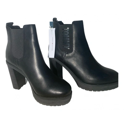 Pre-owned Tommy Jeans Biker Boots In Black