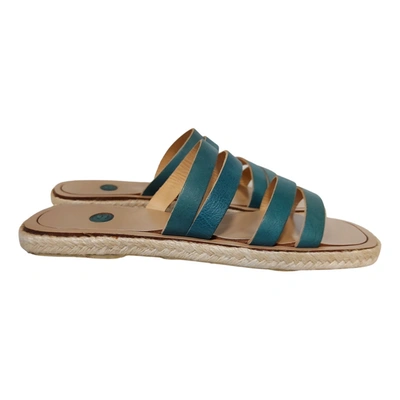 Pre-owned The Bridge Leather Mules In Turquoise