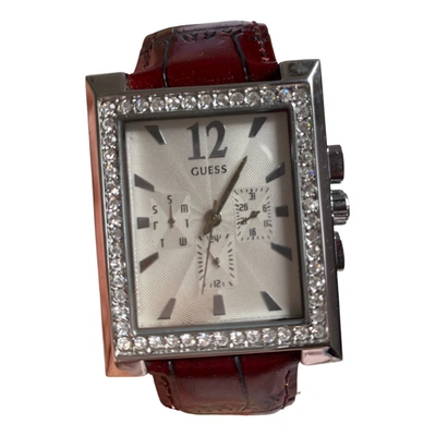Pre-owned Guess Watch In Burgundy