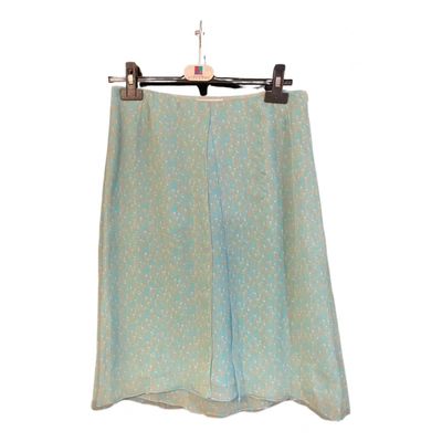 Pre-owned Valentino Silk Mid-length Skirt In Turquoise