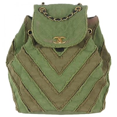 Pre-owned Chanel Cloth Backpack In Green