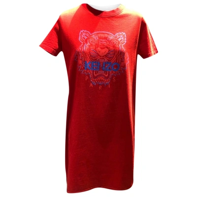 Pre-owned Kenzo Tiger Mid-length Dress In Red